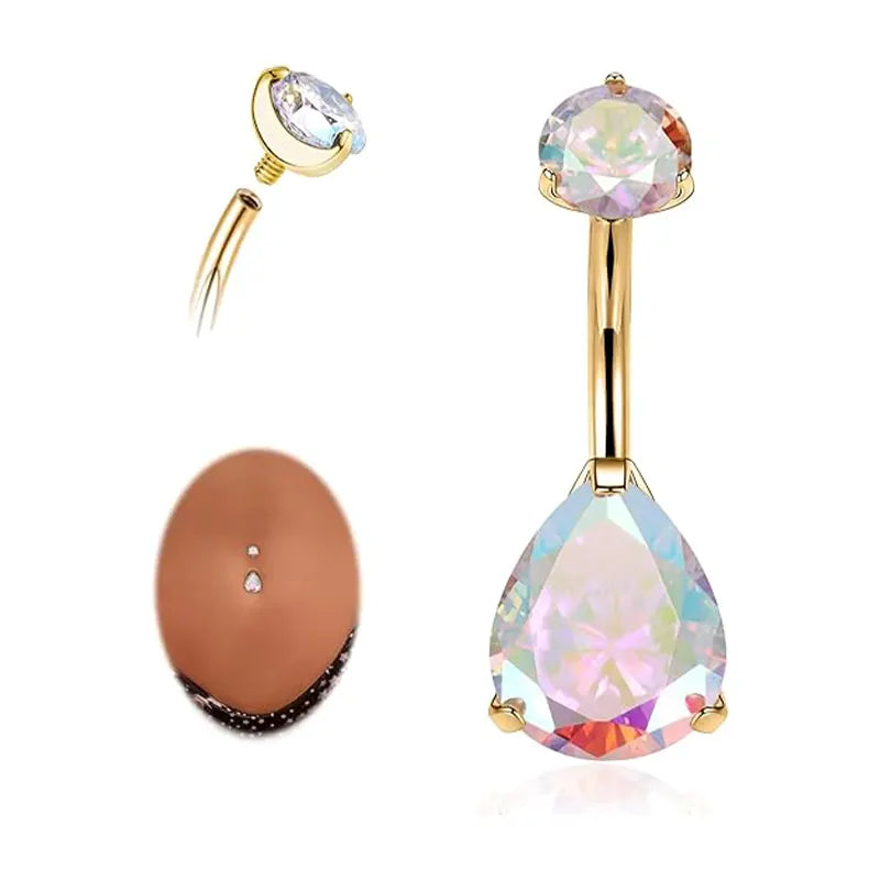 Titanium 10mm Drop Shaped 14G Belly Button Bar