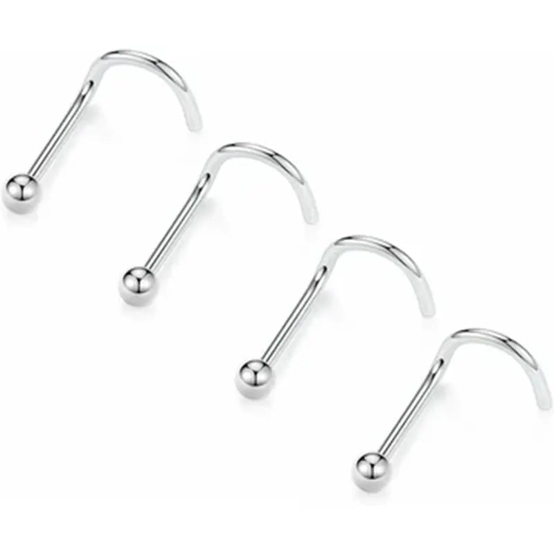 20G Silver Ball Screw Nose Studs Set