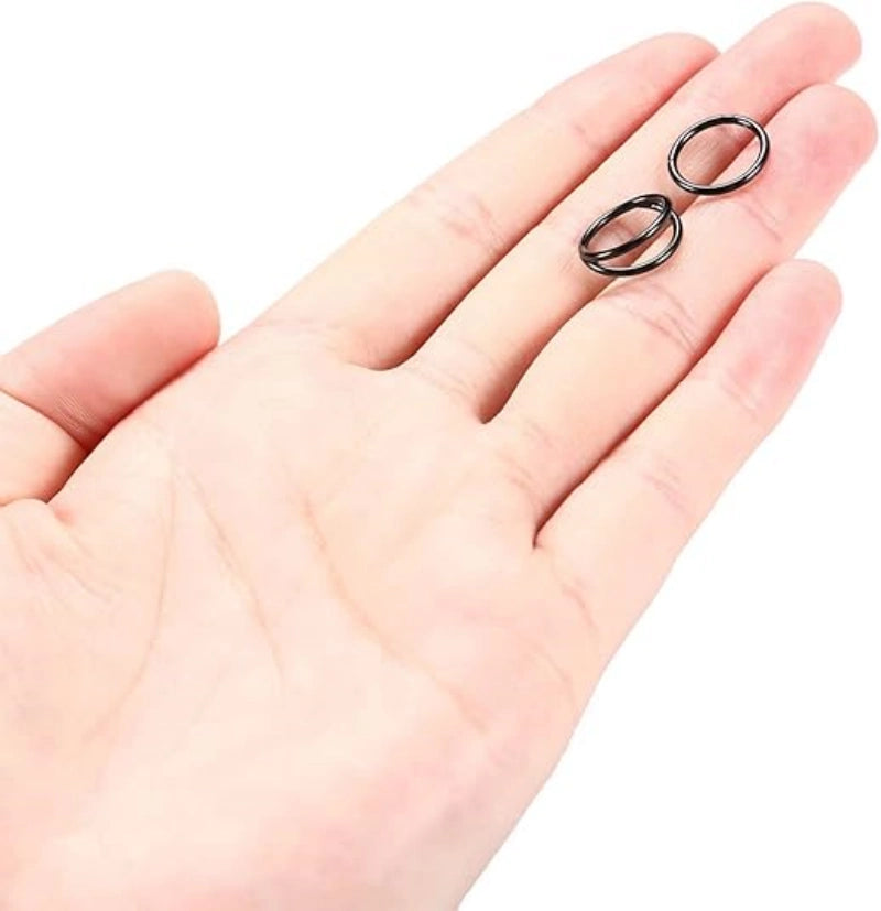 2 Pcs Black Single&Double Hoop Nose Rings