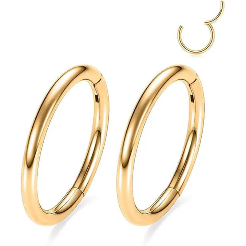 Gold Surgical Steel 2 Pcs Nose Seamless Hoop Rings