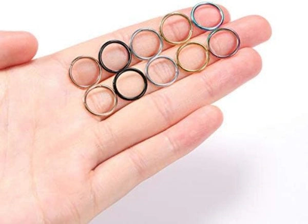 Gold Surgical Steel 2 Pcs Nose Seamless Hoop Rings