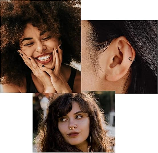 Gold Twisted Nose Seamless Hoop Rings