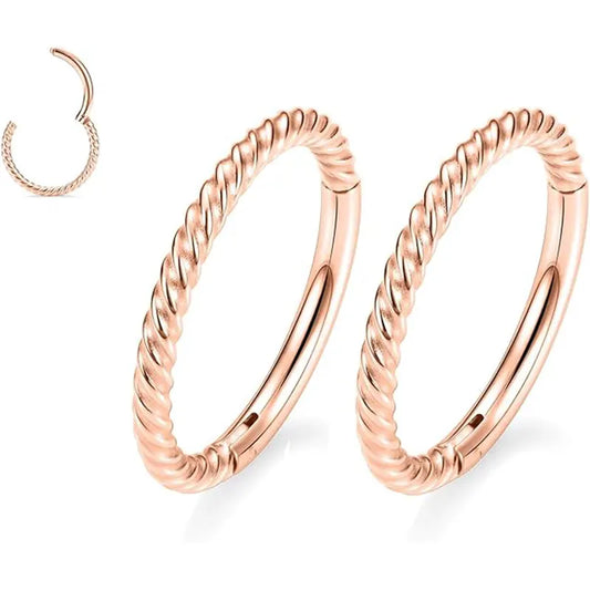 Gold Twisted Nose Seamless Hoop Rings