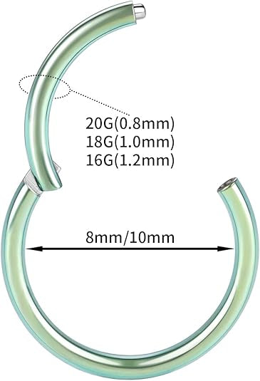 16G-20G Green Nose Rings 2 Pcs