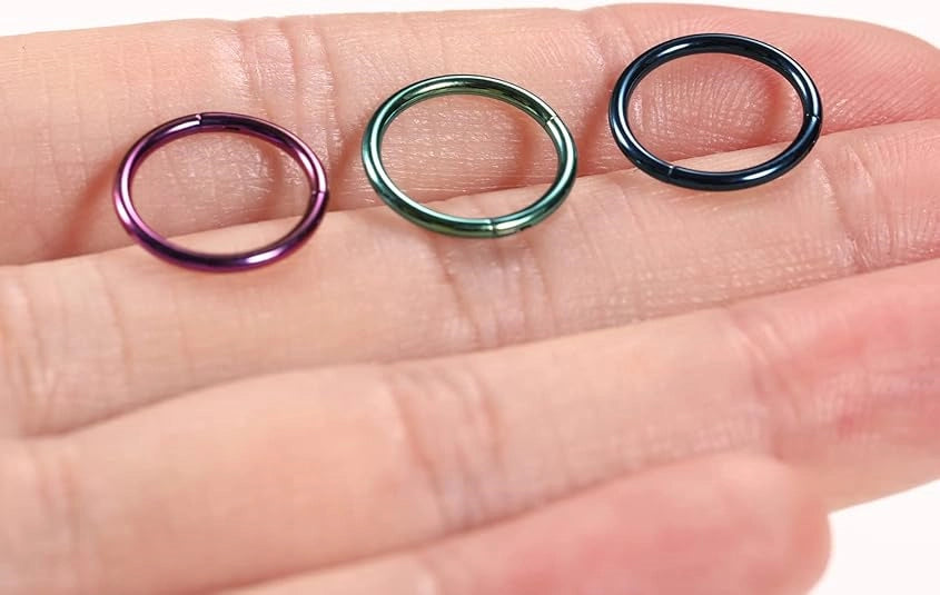 Purple 16G 18G 20G Seamless Hinged Nose Ring