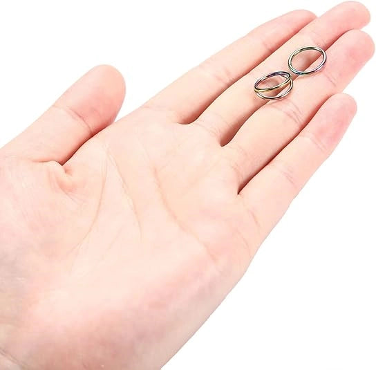 2 Pcs Rainbow Nose Rings Single + Double Rings Set