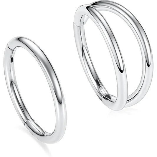 Silver Hinged Hoop Set 