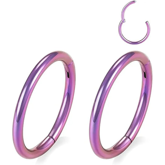 Purple 16G 18G 20G Seamless Hinged Nose Ring