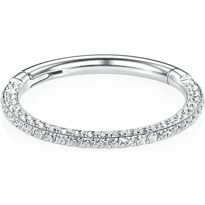 16G Silver Surgical Steel Band CZ Hoop Cartilage Earrings