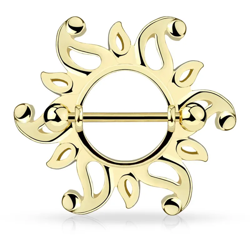 Elegant sunflower pierced nipple ring, multiple colors