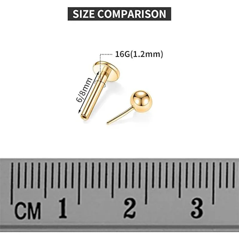 G23 Pin Style Gold Ball Lip Nail 1.2*8*3