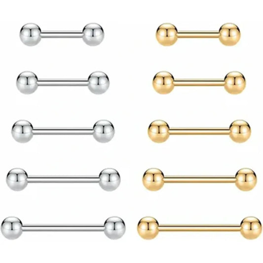 14G Nipple Rings 12mm Nipple Piercings Gold Nipple Barbells 16mm Nipple Jewelry 18mm Long Bar Nipple Ring 20mm Stainless Steel Tongue Barbell Silver 14mm Barbells Piercing Jewelry for Women men