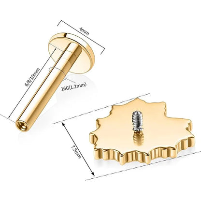 G23 Zircon Heart-shaped Nose Stud 1.2*6 Gold White Zircon