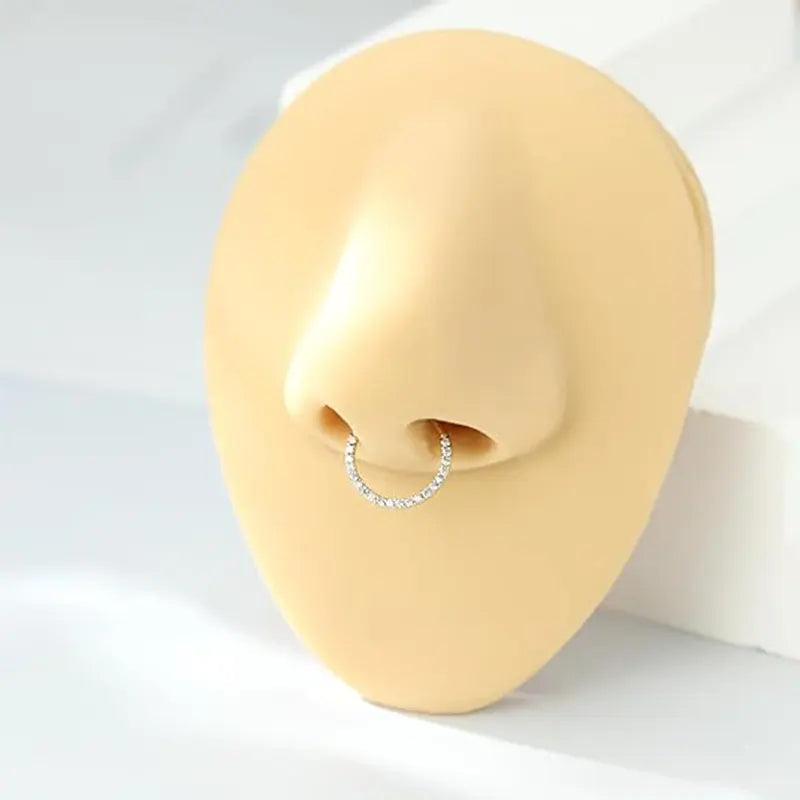 14K Pure Gold Open Ring Inlaid With White Zircon 1.2*6