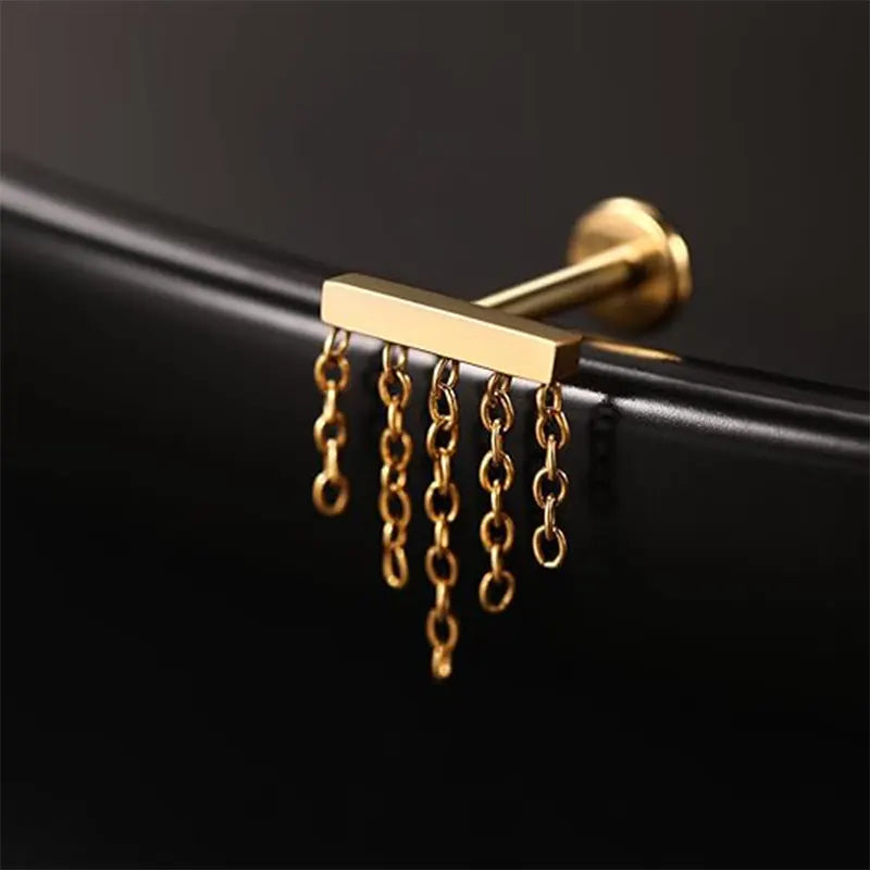 G23 Crossbar 5 Chain Nose Studs 1.2*6 Gold
