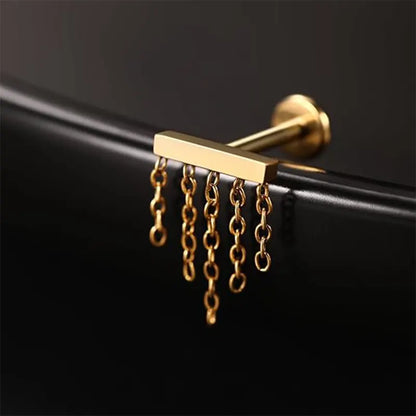 G23 Crossbar 5 Chain Nose Studs 1.2*6 Gold