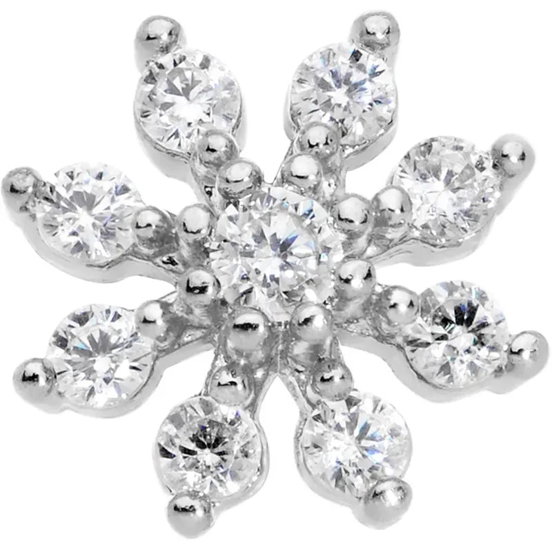 20G 1/4 Clear CZ Gem Flower Stainless Steel L-Shaped Nose Stud