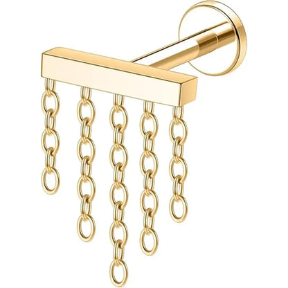 G23 Crossbar 5 Chain Nose Studs 1.2*6 Gold