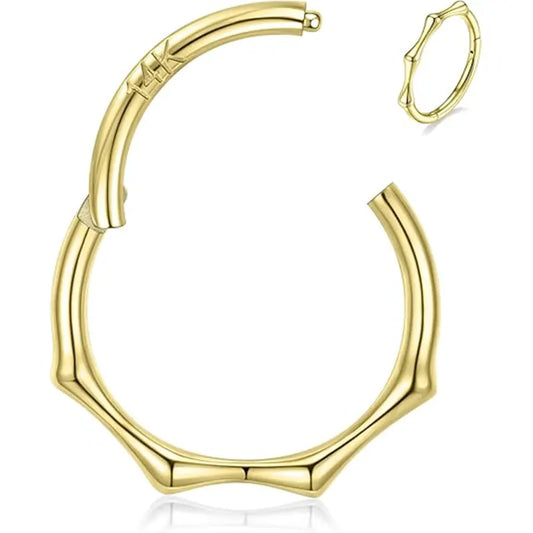 14K Pure Gold Bamboo Joint Ring 1.2*8