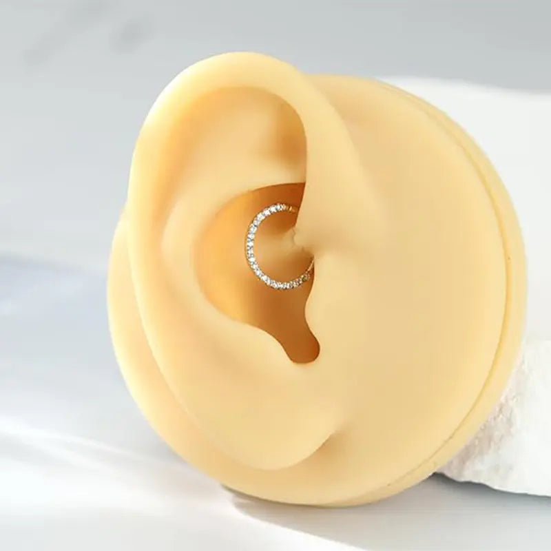 14K Pure Gold Open Ring Inlaid With White Zircon 1.2*6