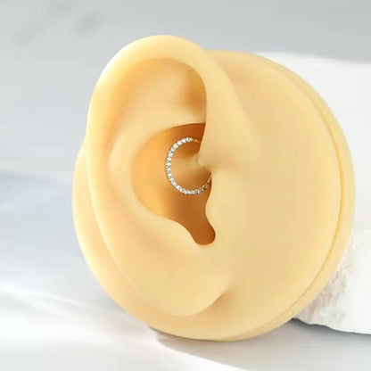 14K Pure Gold Open Ring Inlaid With White Zircon 1.2*6