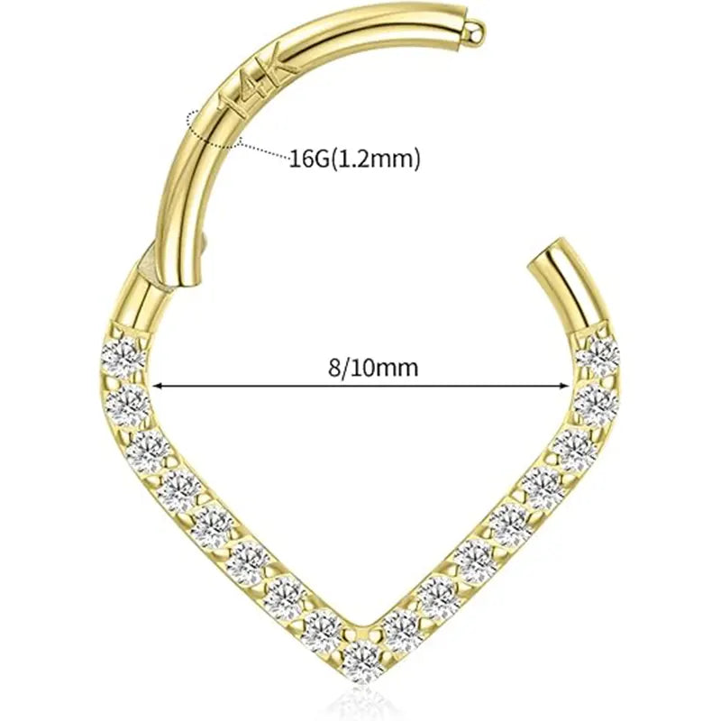 14K Pure Gold Front Inlaid Zircon Teardrop Open Ring 1.2*8/10