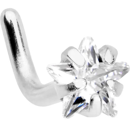 18G 1/4 Clear Star CZ Gem Stainless Steel L-Shaped Nose Stud