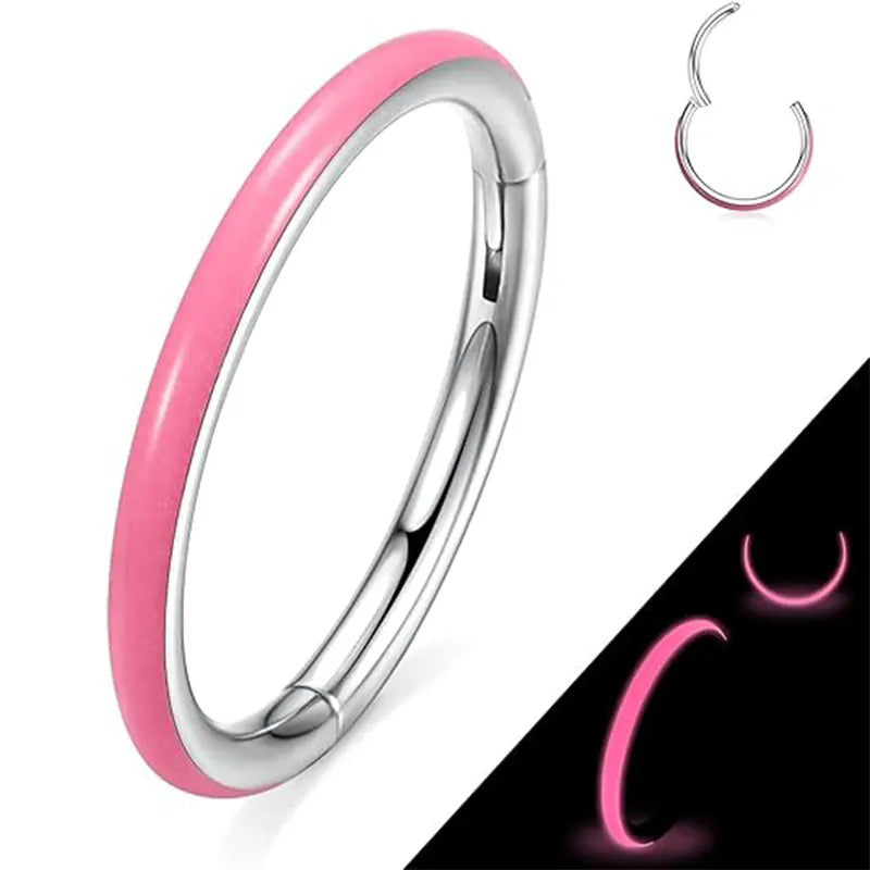 316L Side Fluorescent Open Ring 1.2 Silver Fluorescent Powder