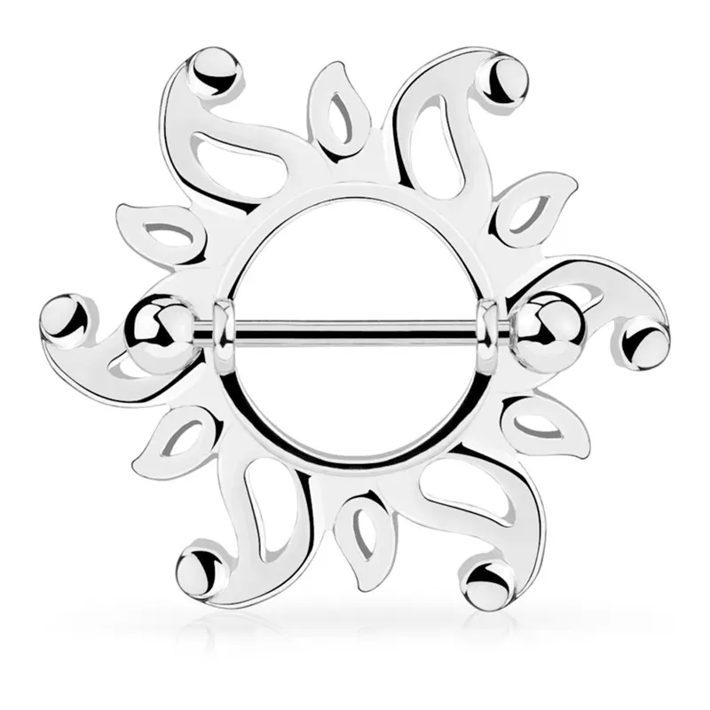 Elegant sunflower pierced nipple ring, multiple colors