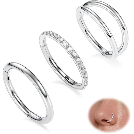 Silver Hoop Piercing Set