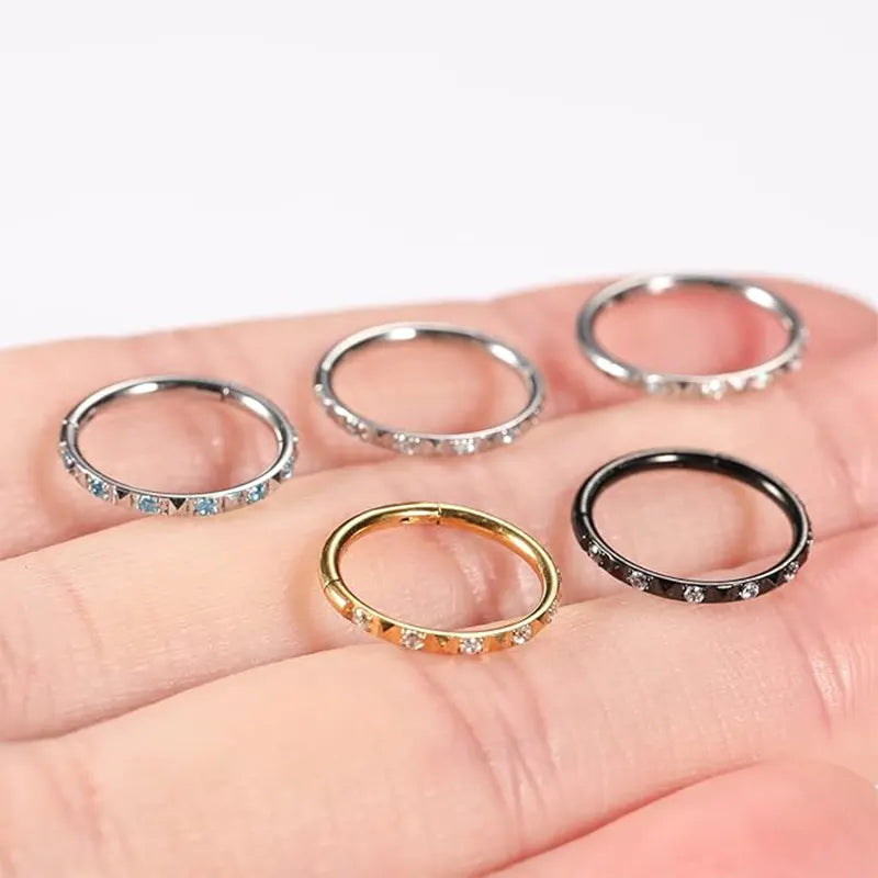 16G Silver Surgical Steel with ABCZ and Pyramid Hoop Earrings