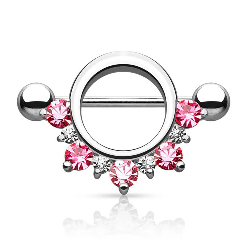 Pierced Nipple Jewelry with Crystal Gemstone Crown 2
