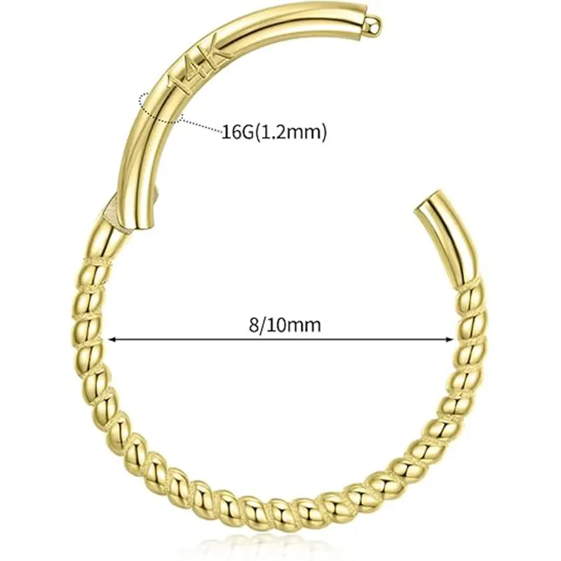 14K Pure Gold Twisted Open Ring 1.2*8/10