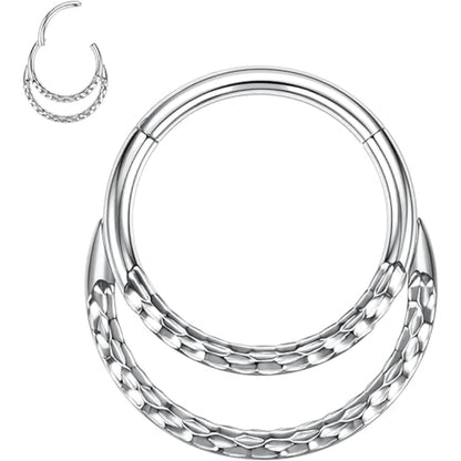 Sleek Hinged Double Hoop Piercing Ring 