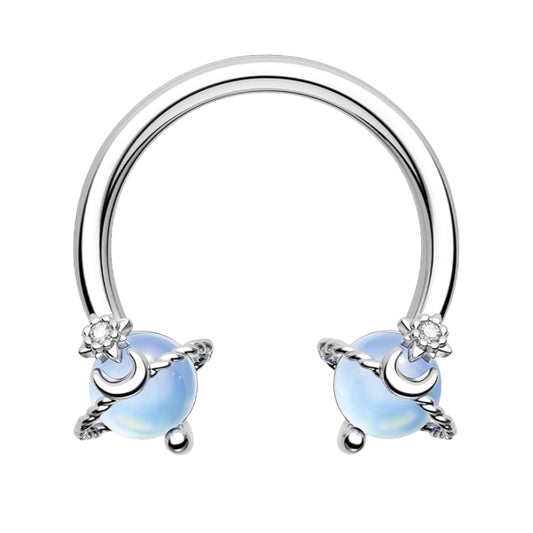 Star and Moon Design Opal Septum Rings
