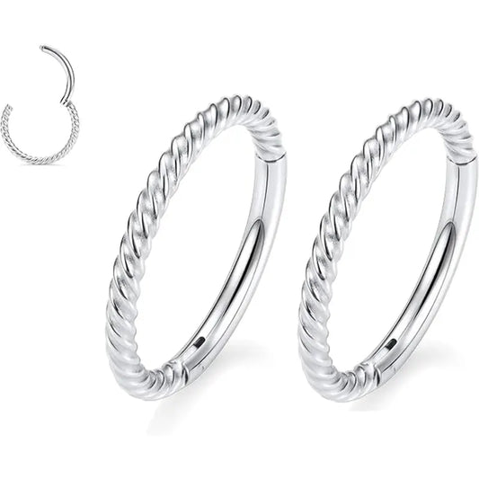 Twisted Silvery Nose Hoops