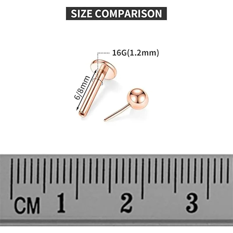 G23 Pin Style Rose Gold Ball Lip Stud 1.2*8*3