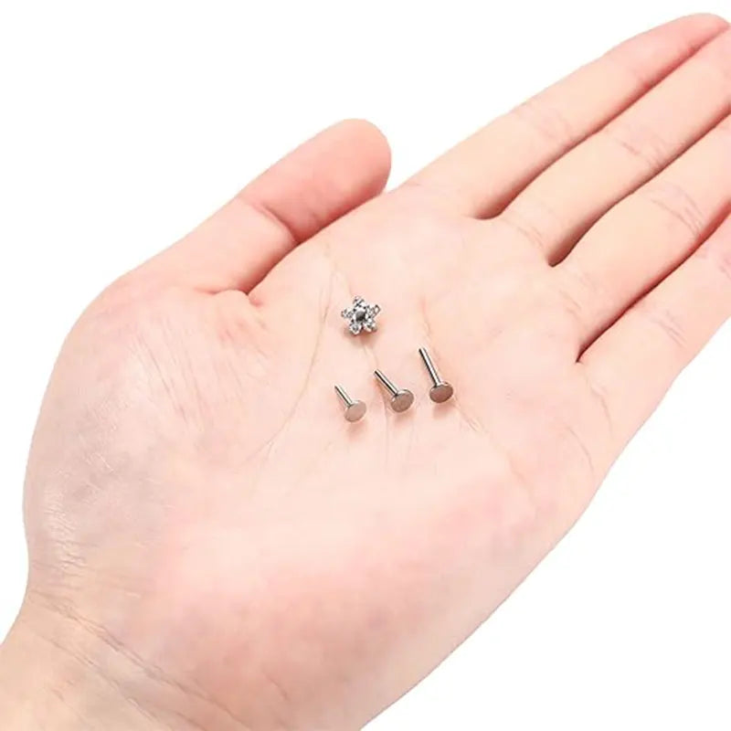 G23/Zircon Flower Head+1.2*6/8/10/Base/Silver