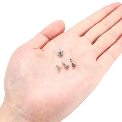 G23/Zircon Flower Head+1.2*6/8/10/Base/Silver