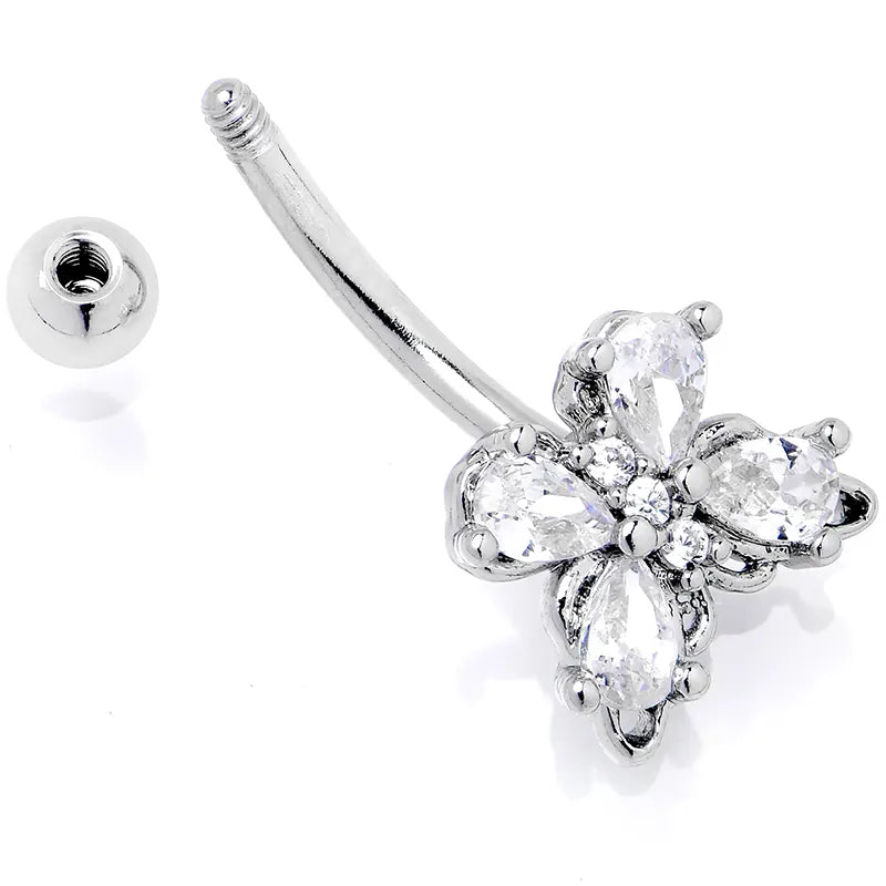 16G 5/16" Crystal Elegance Butterfly Curved Eyebrow Ring