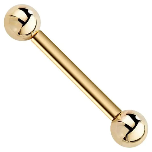 14K Gold Straight Barbell Piercing Jewelry, Pure Gold