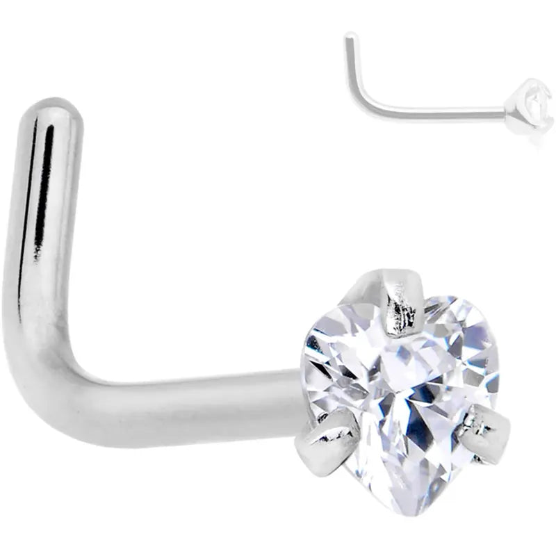 20G Heart Shimmer Titanium Nose Stud