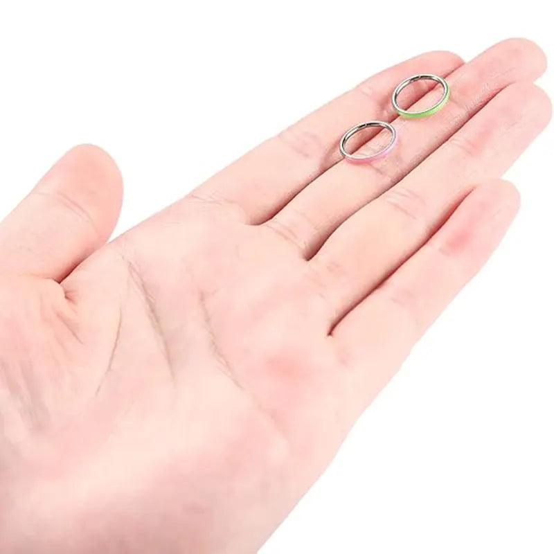 316L Side Fluorescent Open Ring 1.2*10 Silver Fluorescent Green