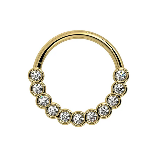 14K Gold Diamond Front-Facing Bubbles Seam Ring