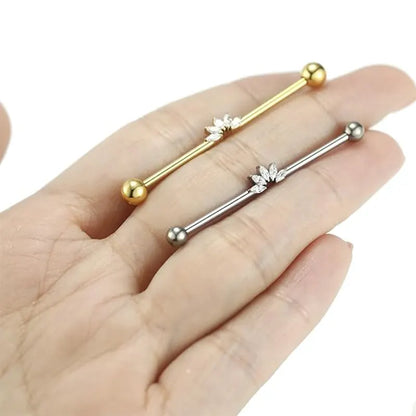 316L Five Horse Eyes White Zircon Gold Industrial Rod 1.6*38*5*5