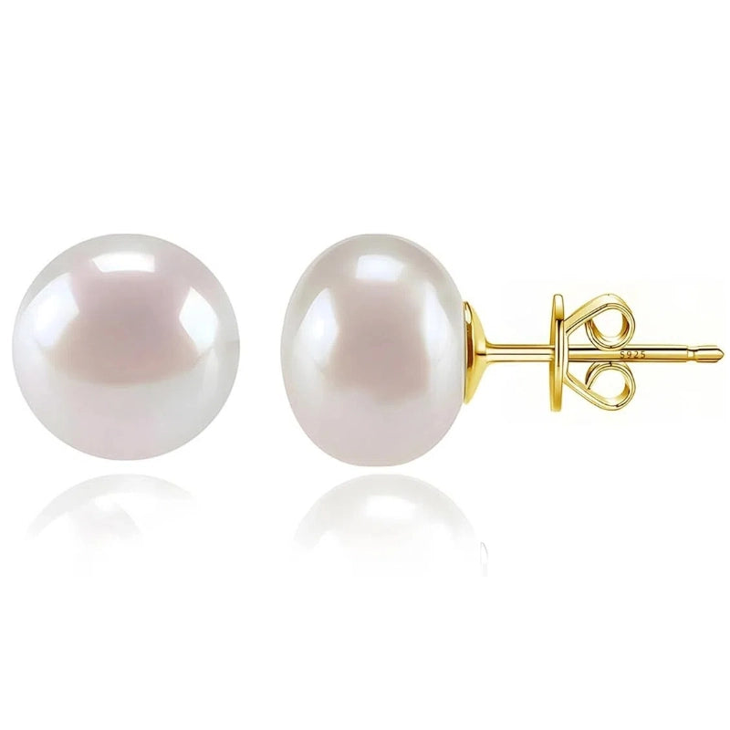 S925 Sterling Silver Freshwater Pearl Stud Earrings for Women