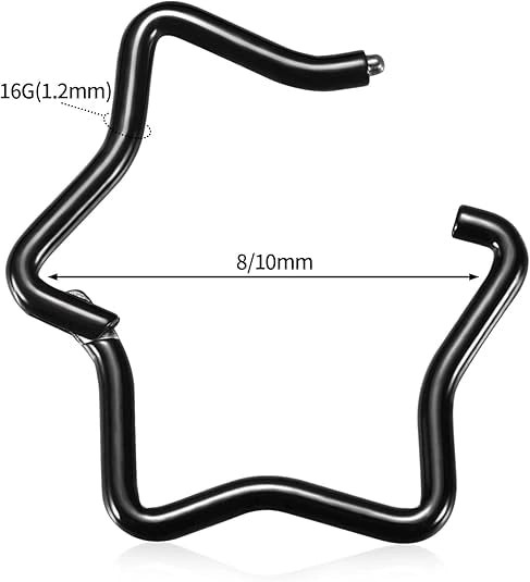 Black Star Hoop Earring