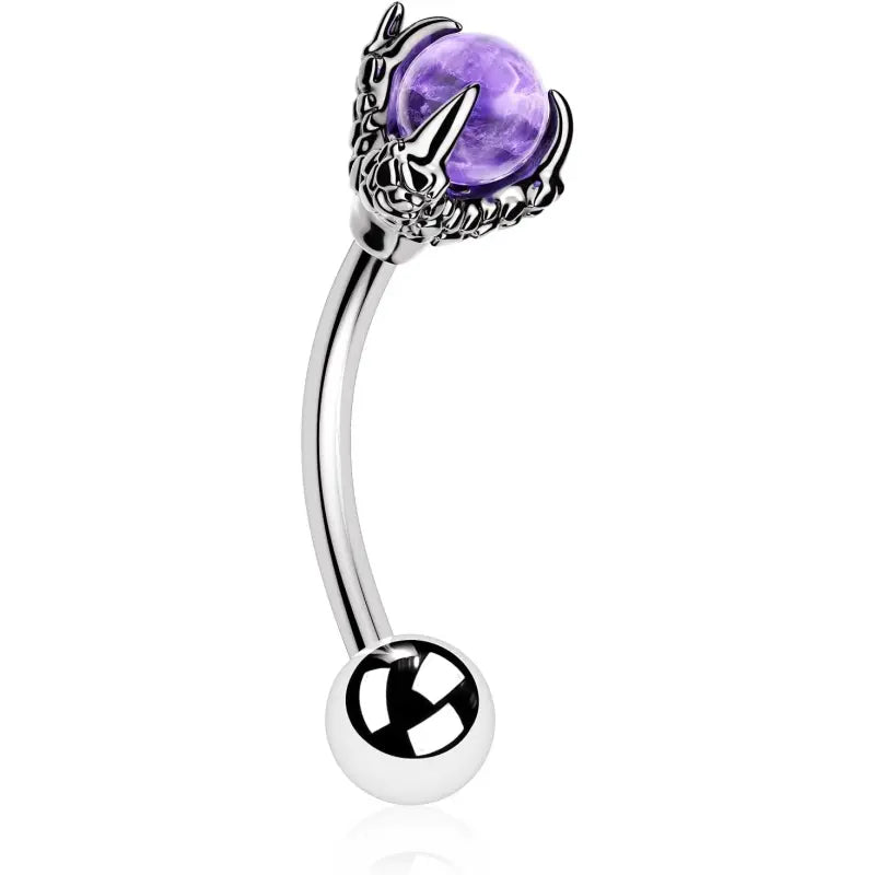 Eyebrow Ring 316L medical steel, Unique Obsidian Dragon Claw