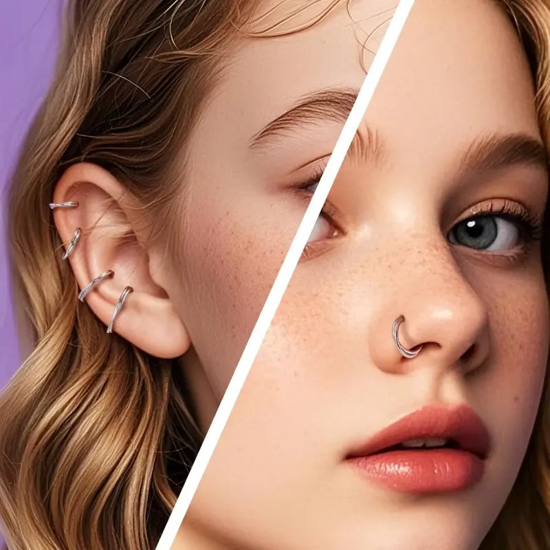 Double Nose Hoop Ring – Surgical Steel Clicker 20G/18G