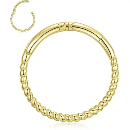 14K Pure Gold Twisted Open Ring 1.2*8/10